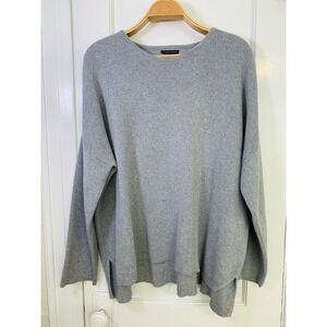 Eileen Fisher Sweater Gray Long Sleeve High Low Hem Ribbed Oversized / Size XL